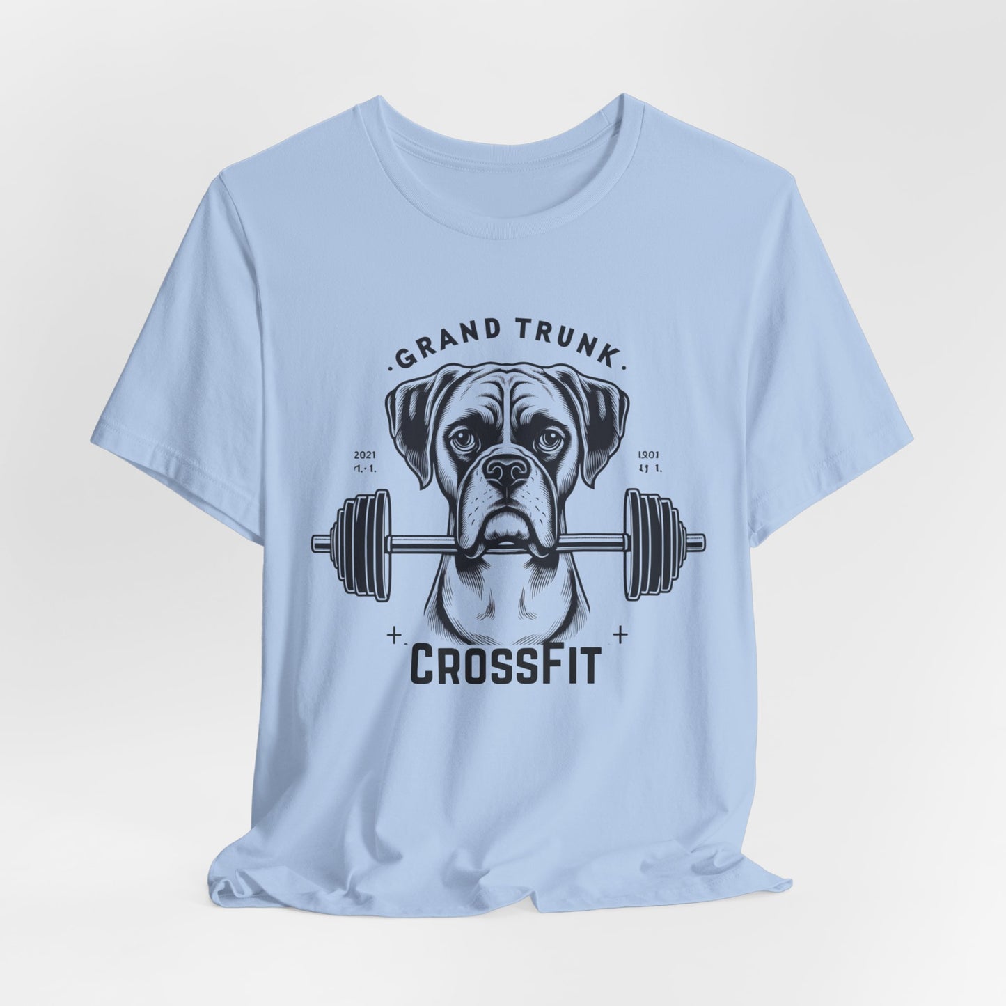 CrossFit Boxer Dog Tee — 'Grand Trunk' Barbell Gym T-Shirt