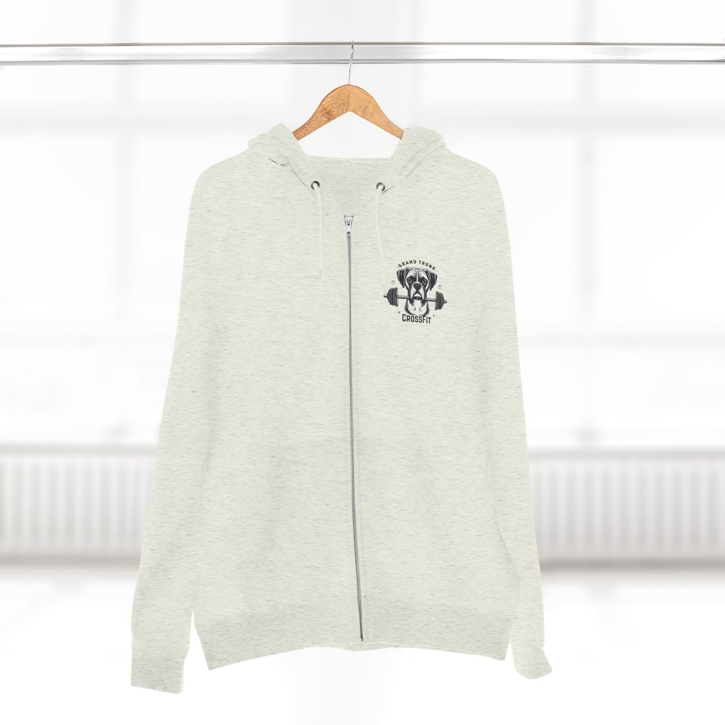 CrossFit Mastiff Zip Hoodie — "Grand Trunk" Dog Barbell Gym Sweatshirt