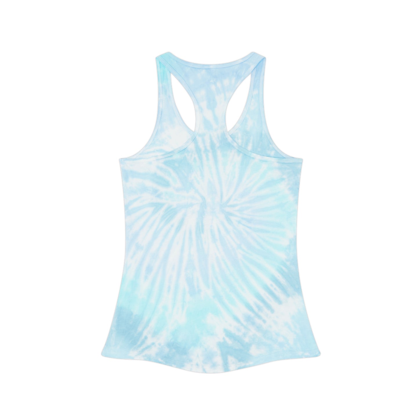 Blue Tie Dye Racerback Tank Top for Summer Workouts, Beach Days, Yoga, Nostalgic Vibes, Casual Wear, Gifts for Fitness Lovers