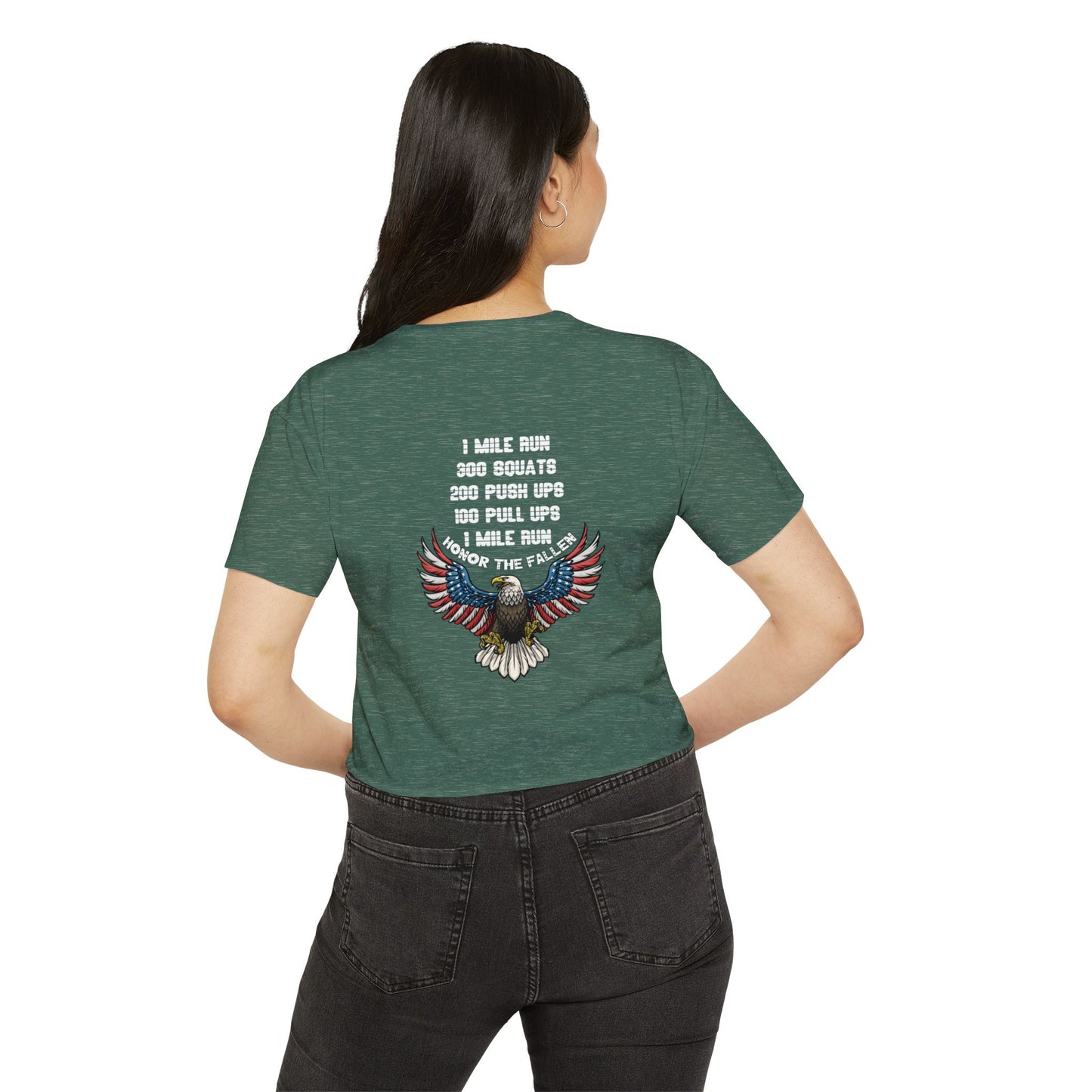 Memorial Day Women's Festival Crop Top - Honor the Fallen With Eagle Design