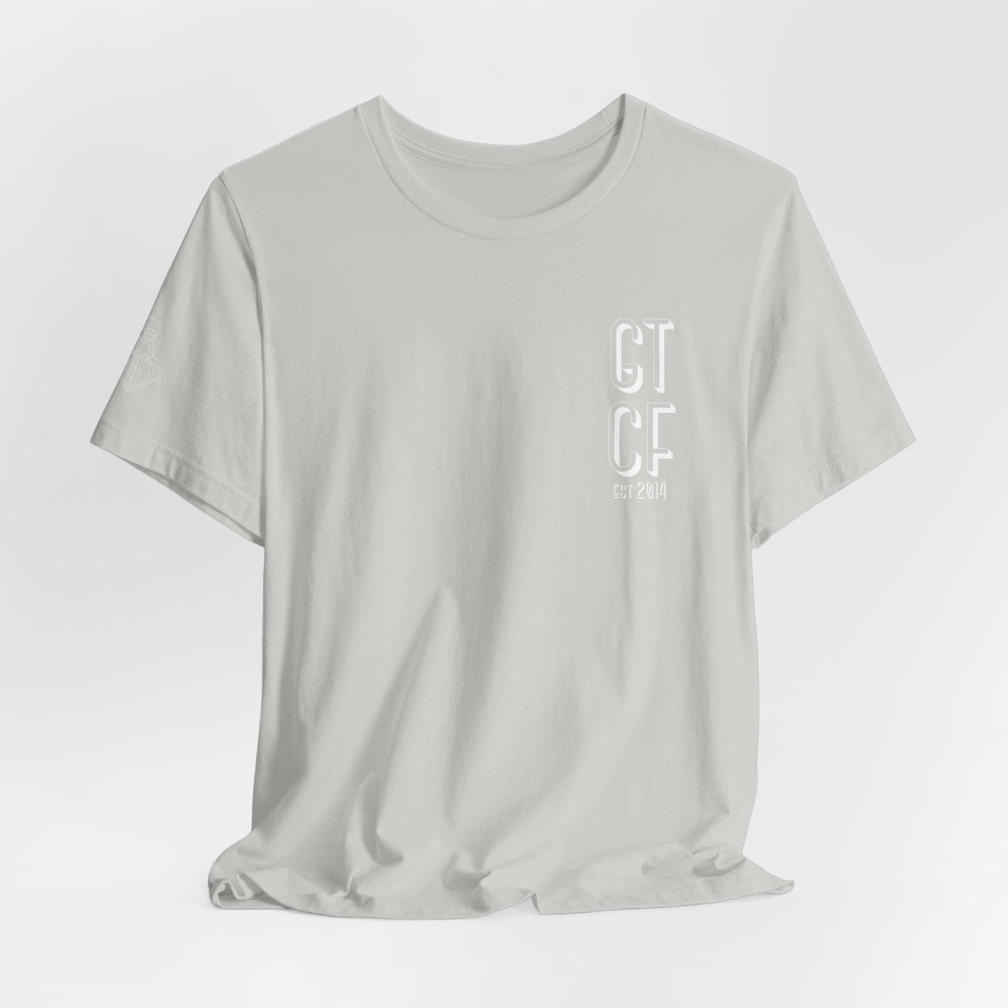 SPRING GTCF Vertical Logo T‑Shirt — Minimalist Gym/Activewear Tee (Est. 2014)