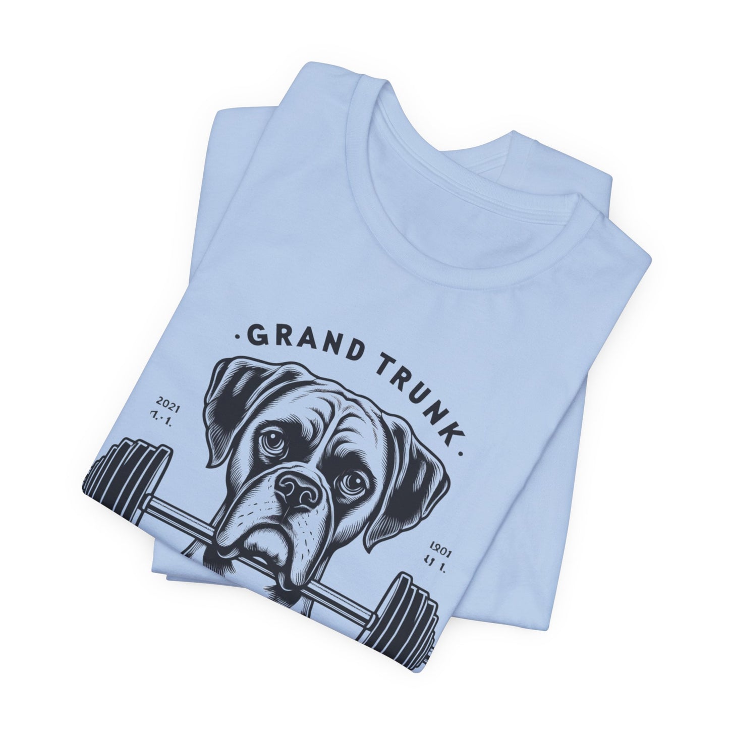 CrossFit Boxer Dog Tee — 'Grand Trunk' Barbell Gym T-Shirt