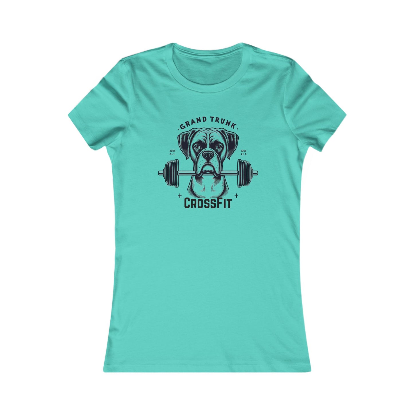 Women's CrossFit Tee – 'Grand Trunk' Boxer Dog Weightlifting Gym Shirt