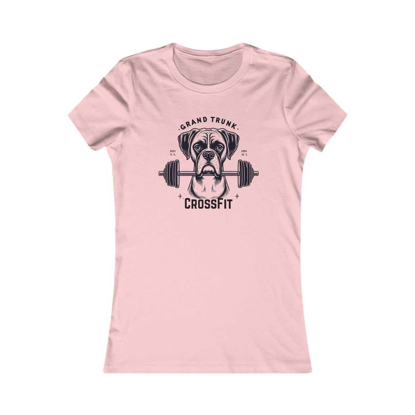 Women's CrossFit Tee – 'Grand Trunk' Boxer Dog Weightlifting Gym Shirt
