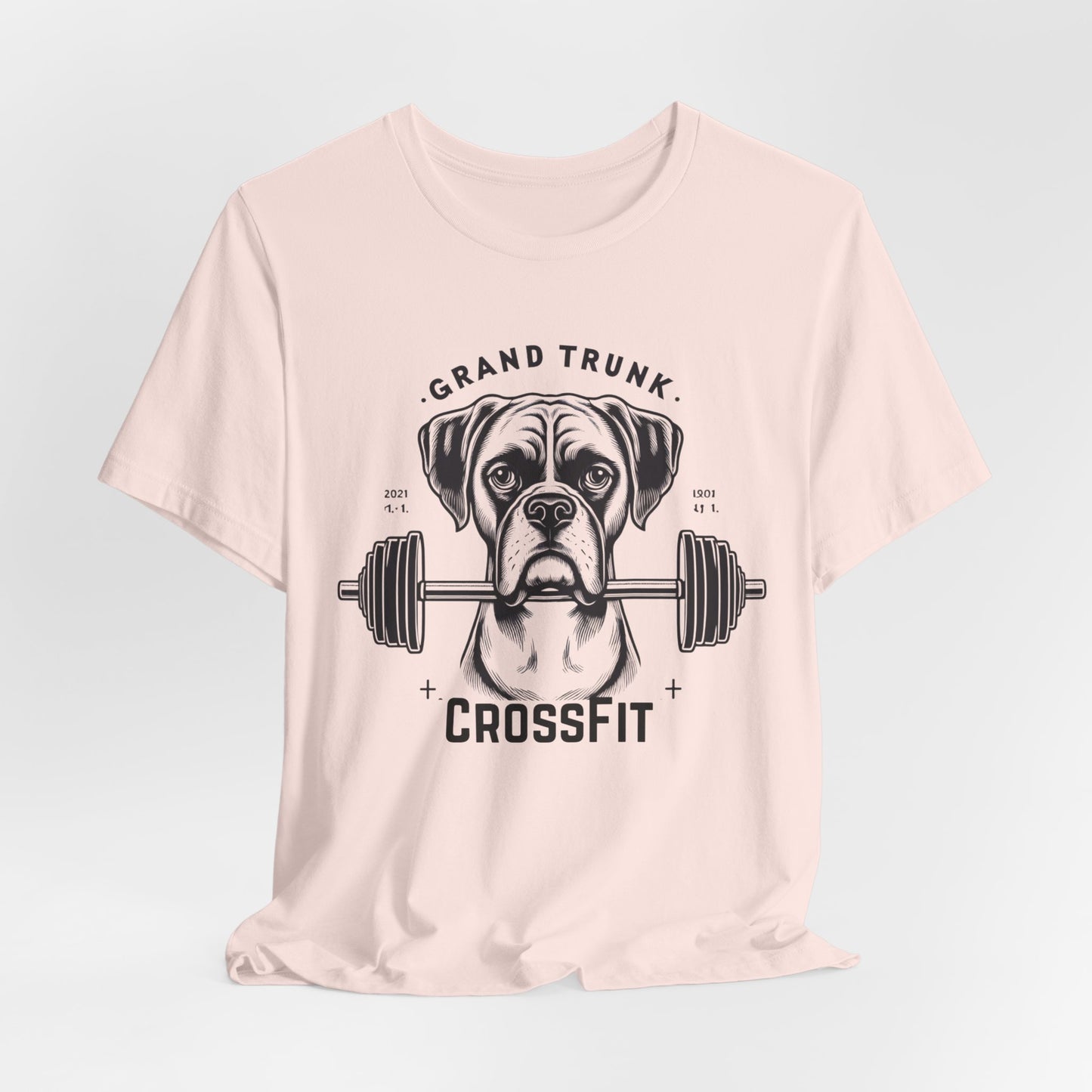 CrossFit Boxer Dog Tee — 'Grand Trunk' Barbell Gym T-Shirt