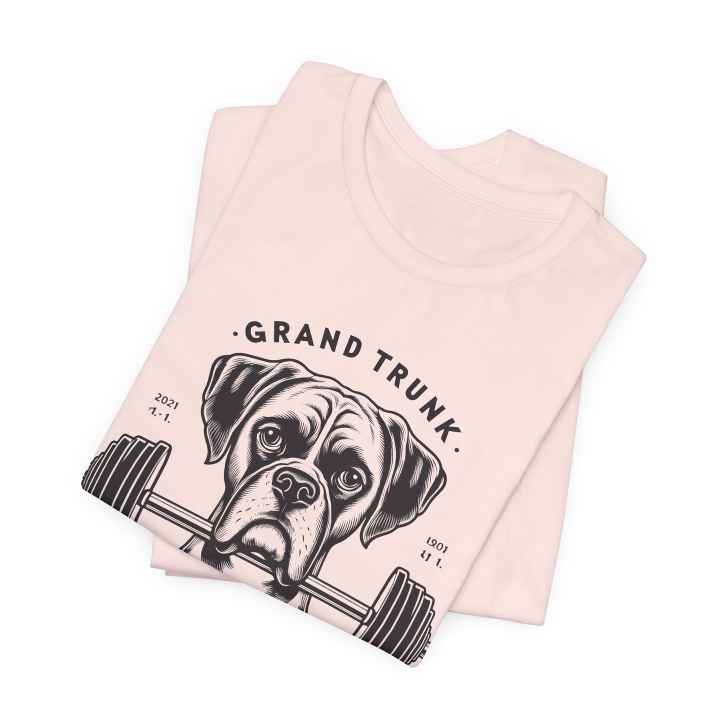 CrossFit Boxer Dog Tee — 'Grand Trunk' Barbell Gym T-Shirt