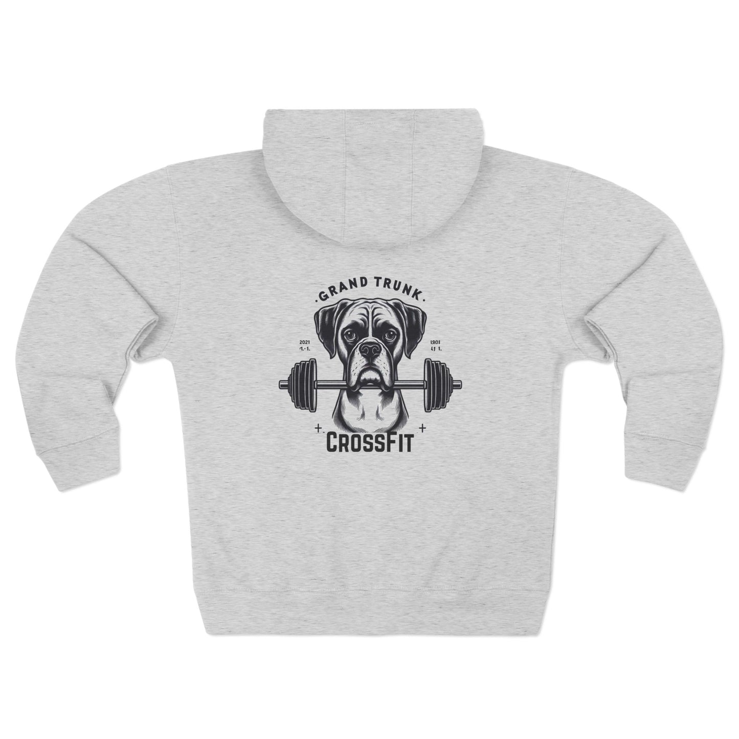 CrossFit Mastiff Zip Hoodie — "Grand Trunk" Dog Barbell Gym Sweatshirt