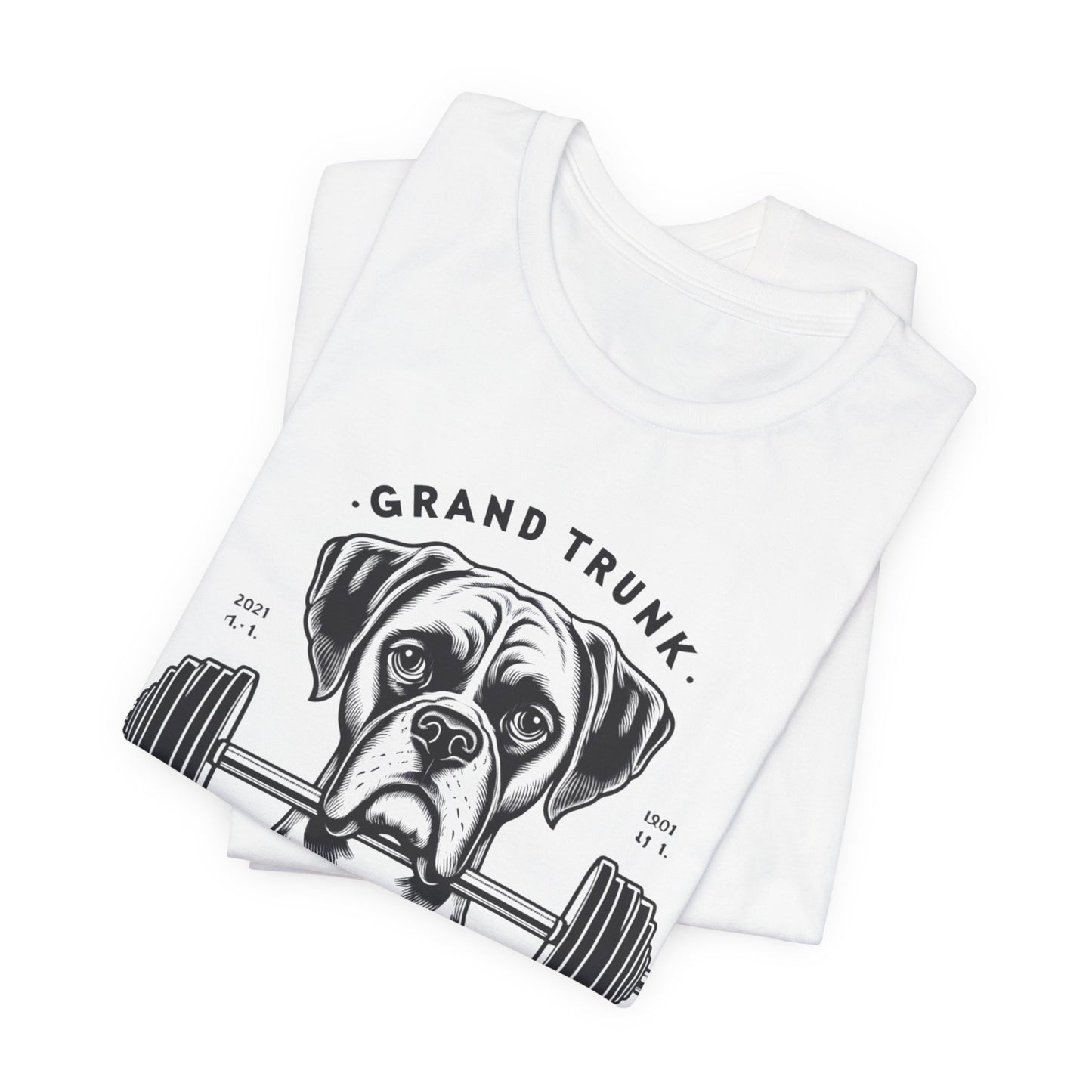 CrossFit Boxer Dog Tee — 'Grand Trunk' Barbell Gym T-Shirt