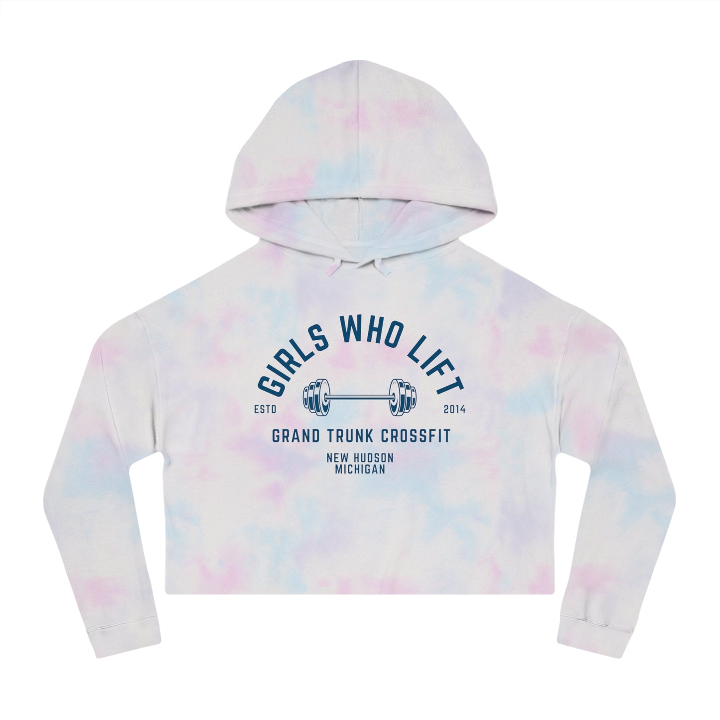 Girls Who Lift Cropped Hoodie — Women’s Gym Crop Top, 'Grand Trunk CrossFit' Weightlifting Hooded Sweatshirt