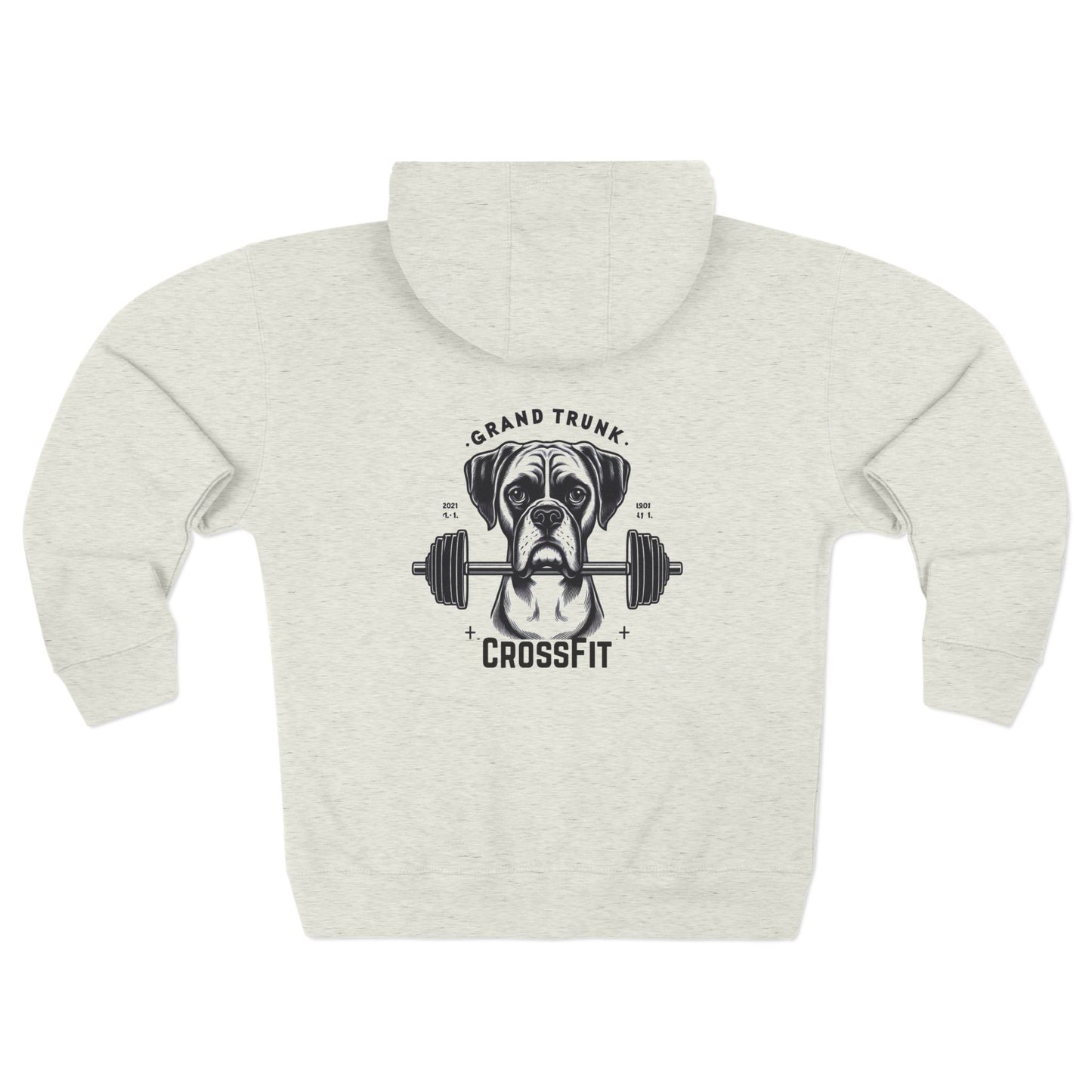 CrossFit Mastiff Zip Hoodie — "Grand Trunk" Dog Barbell Gym Sweatshirt