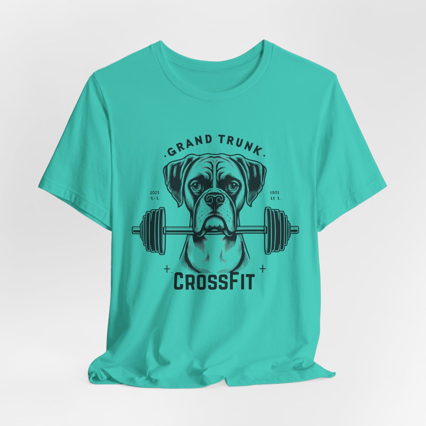 CrossFit Boxer Dog Tee — 'Grand Trunk' Barbell Gym T-Shirt