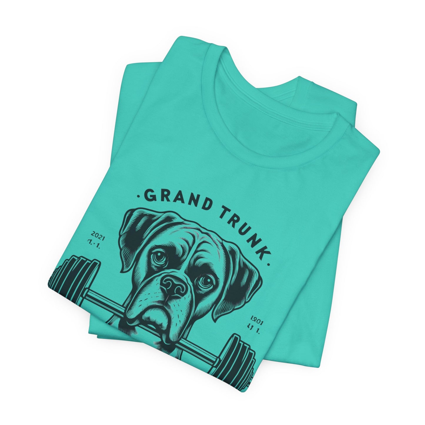 CrossFit Boxer Dog Tee — 'Grand Trunk' Barbell Gym T-Shirt