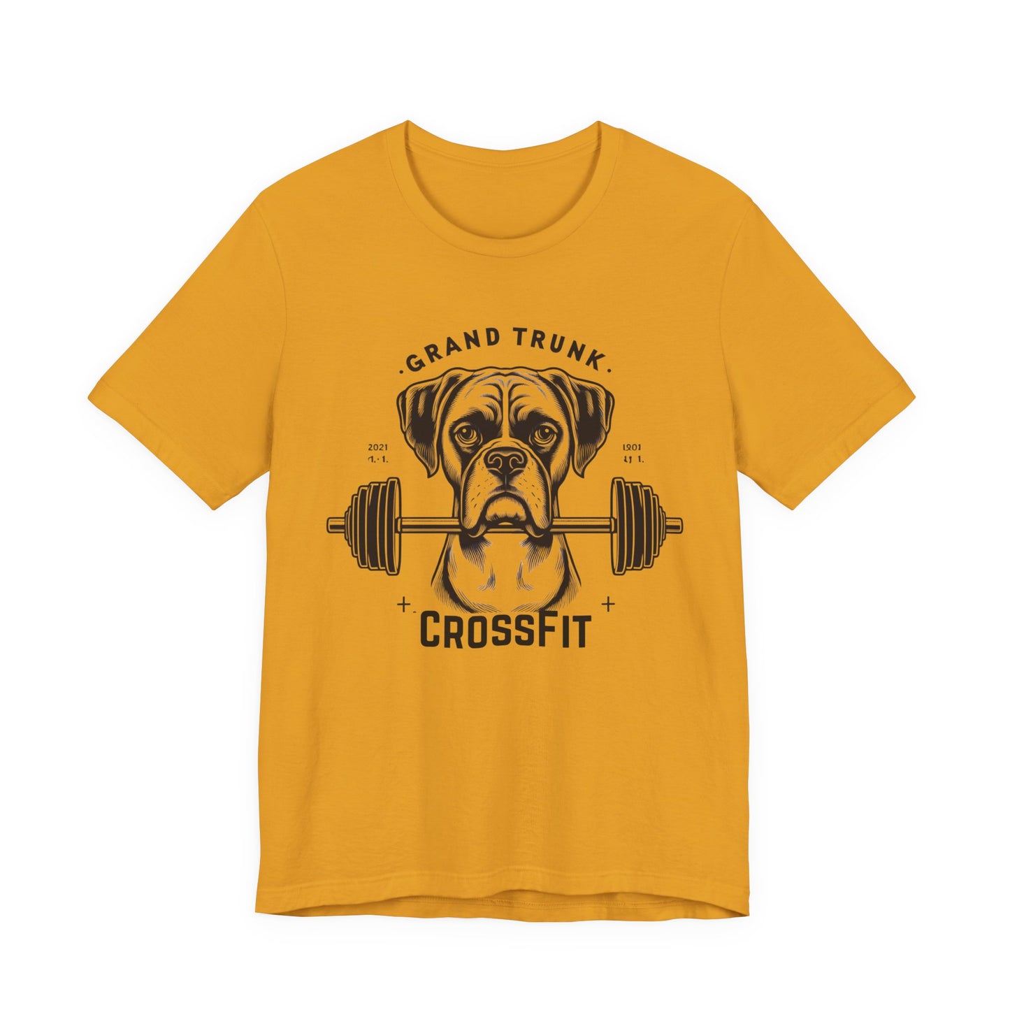 CrossFit Boxer Dog Tee — 'Grand Trunk' Barbell Gym T-Shirt