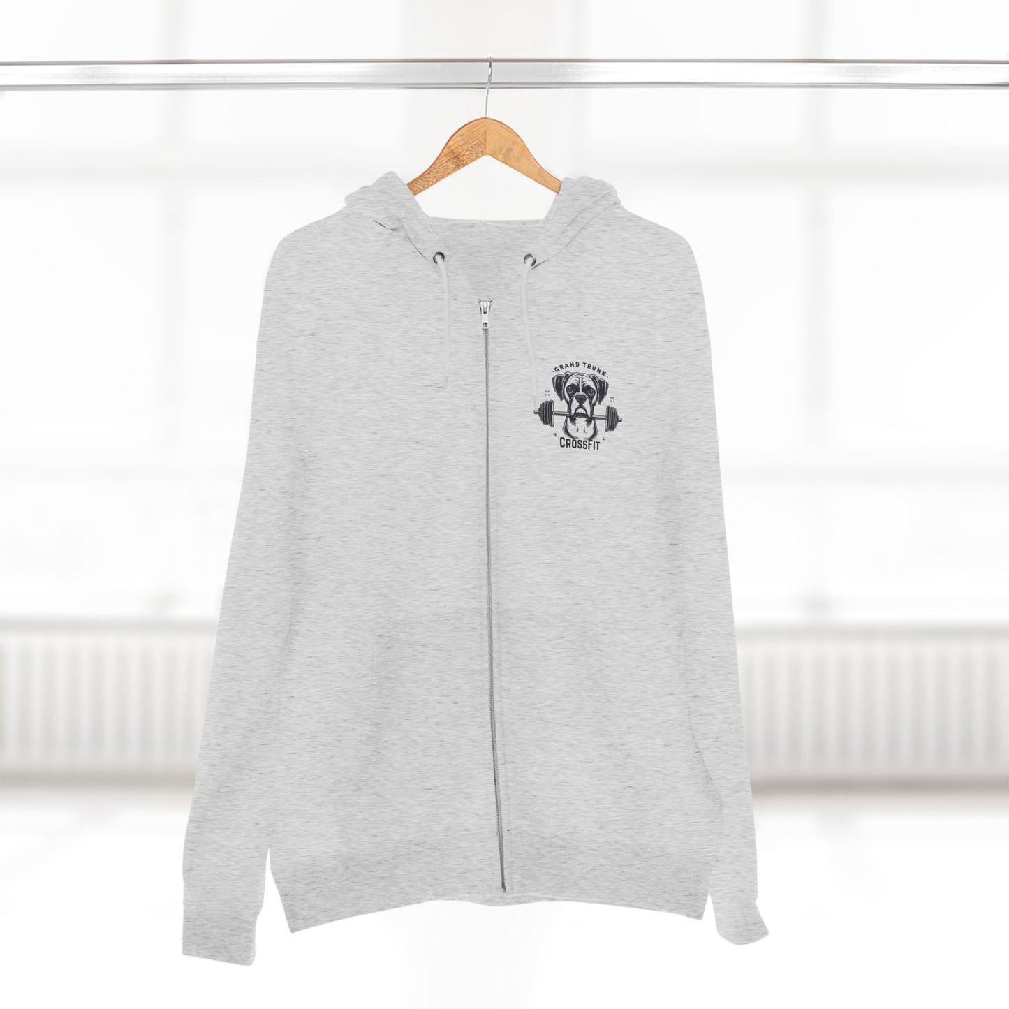CrossFit Mastiff Zip Hoodie — "Grand Trunk" Dog Barbell Gym Sweatshirt