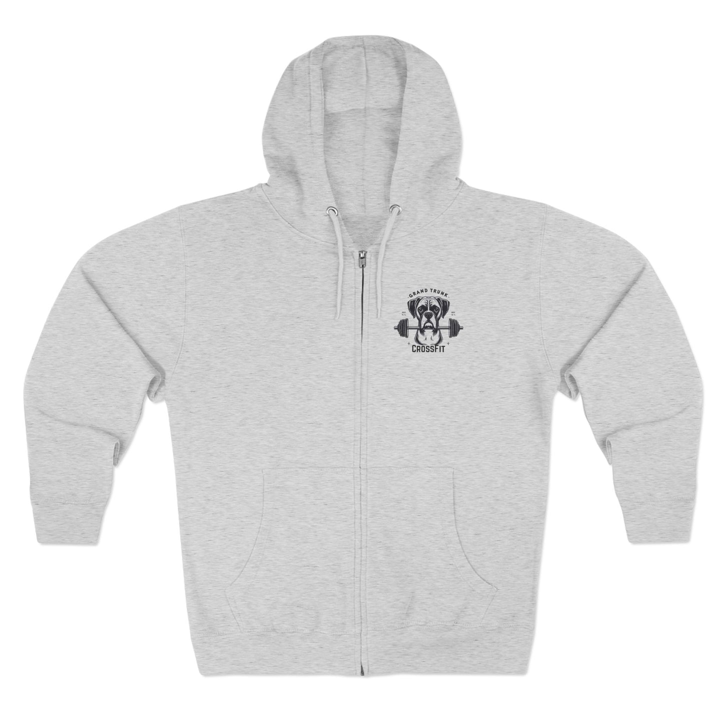 CrossFit Mastiff Zip Hoodie — "Grand Trunk" Dog Barbell Gym Sweatshirt