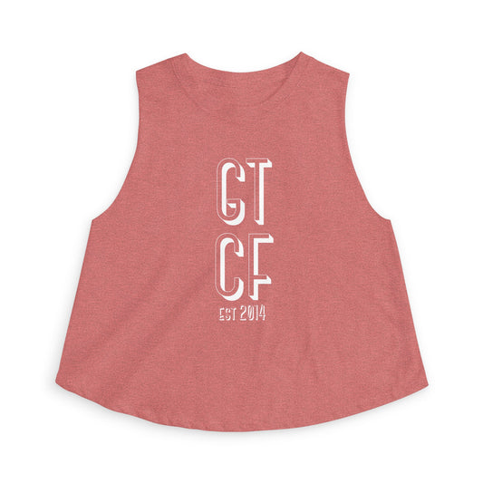 SPRING GTCF Est. 2014 Women's Crop Tank Top - Casual Vintage Monogram Activewear