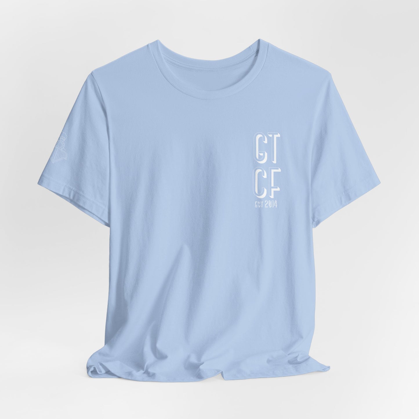 SPRING GTCF Vertical Logo T‑Shirt — Minimalist Gym/Activewear Tee (Est. 2014)