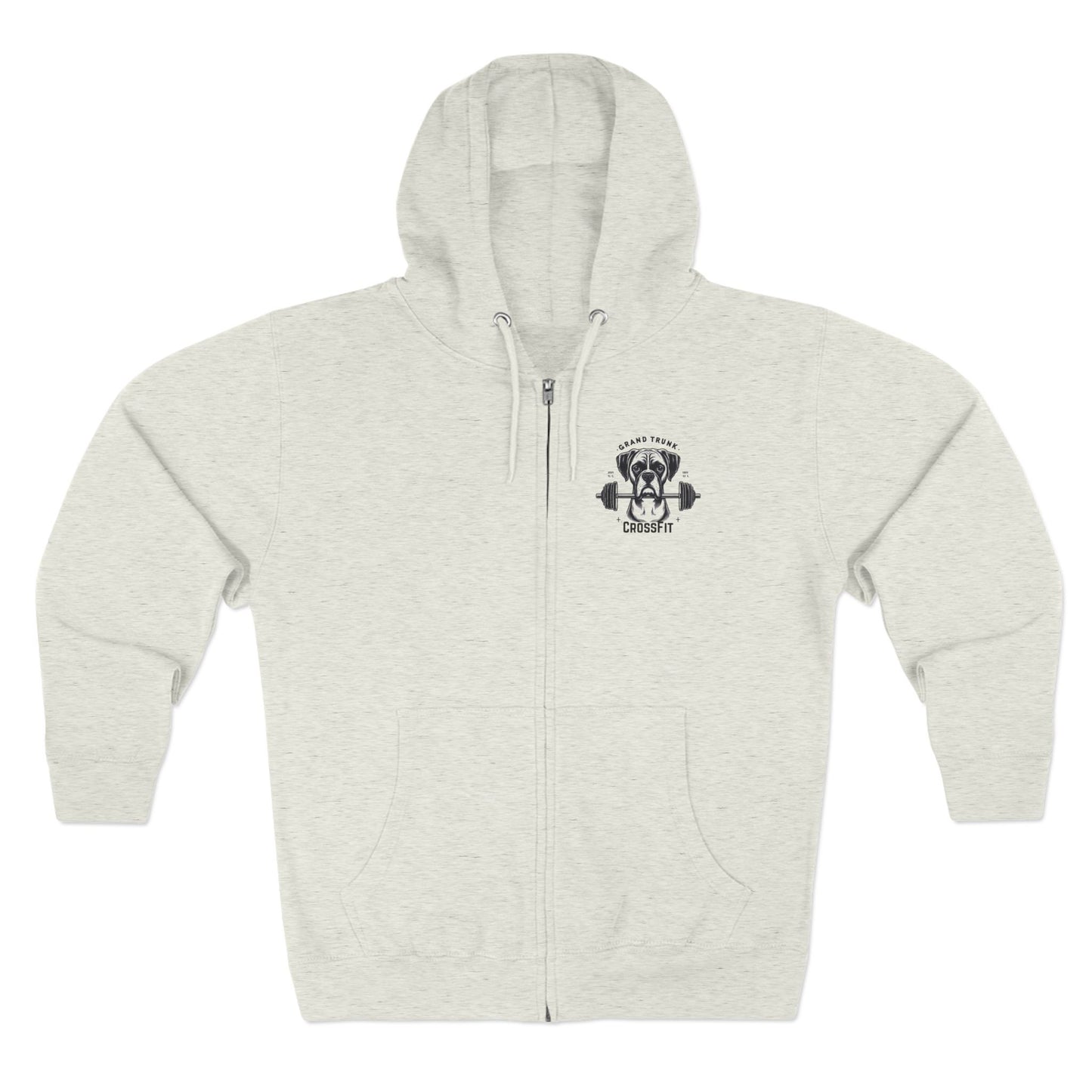 CrossFit Mastiff Zip Hoodie — "Grand Trunk" Dog Barbell Gym Sweatshirt