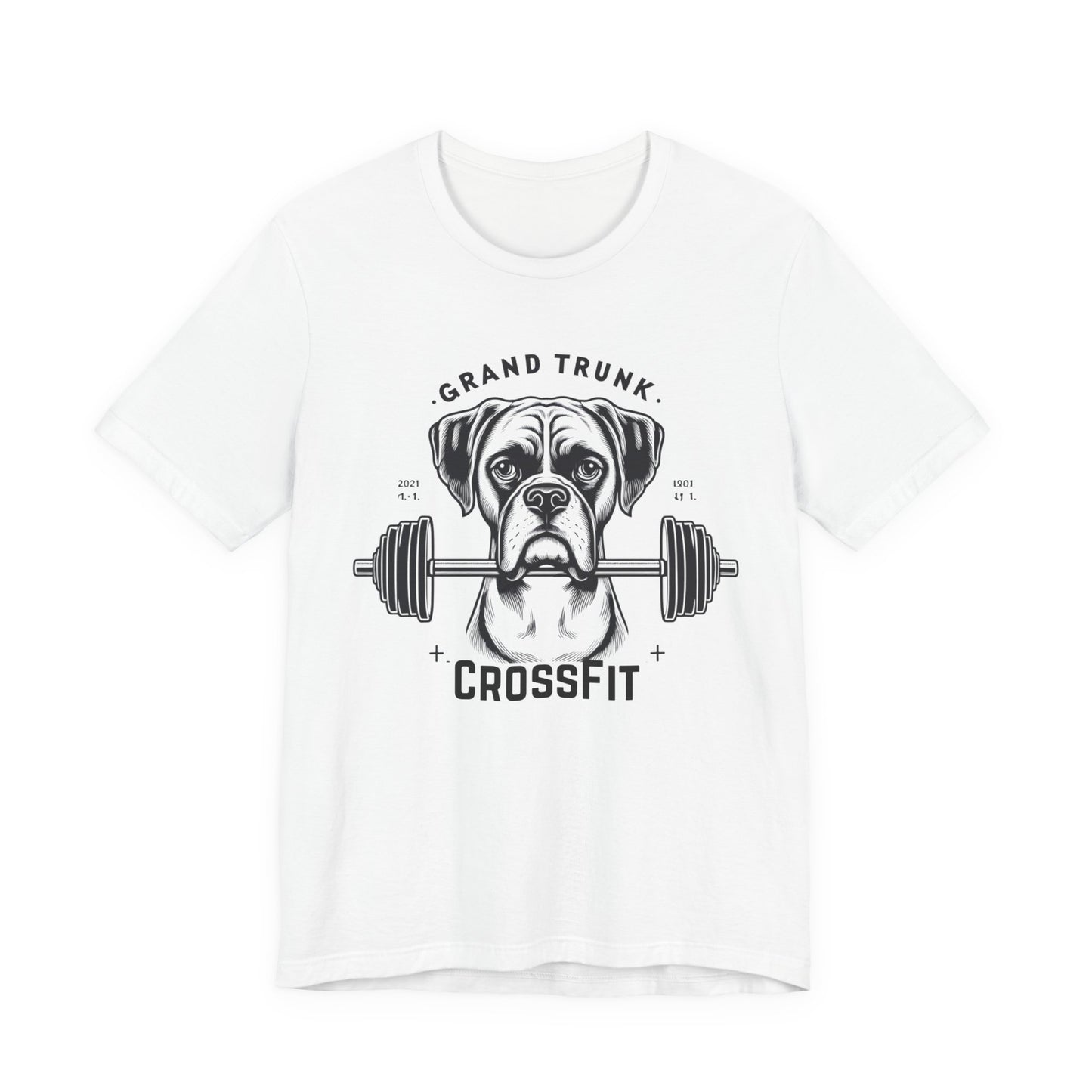 CrossFit Boxer Dog Tee — 'Grand Trunk' Barbell Gym T-Shirt