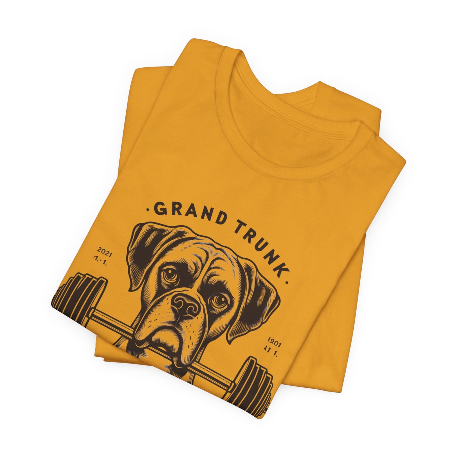 CrossFit Boxer Dog Tee — 'Grand Trunk' Barbell Gym T-Shirt